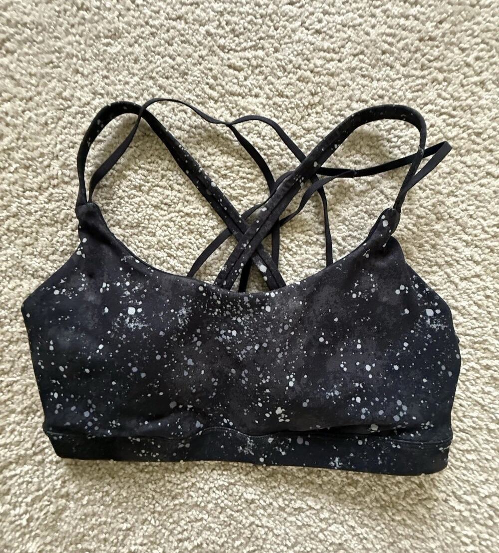 Fabletics Black Speckled Strappy Sports Bra